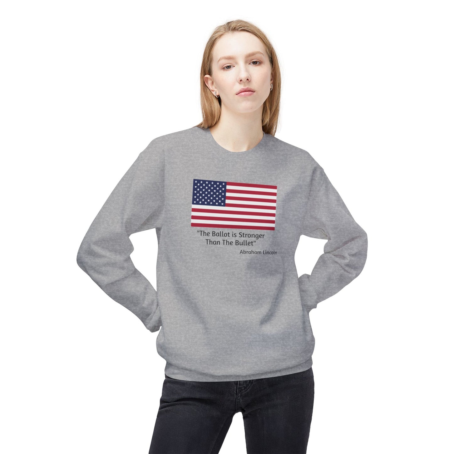 "The Ballot is Stronger Than The Bullet" Unisex Midweight Softstyle Fleece Crewneck Sweatshirt