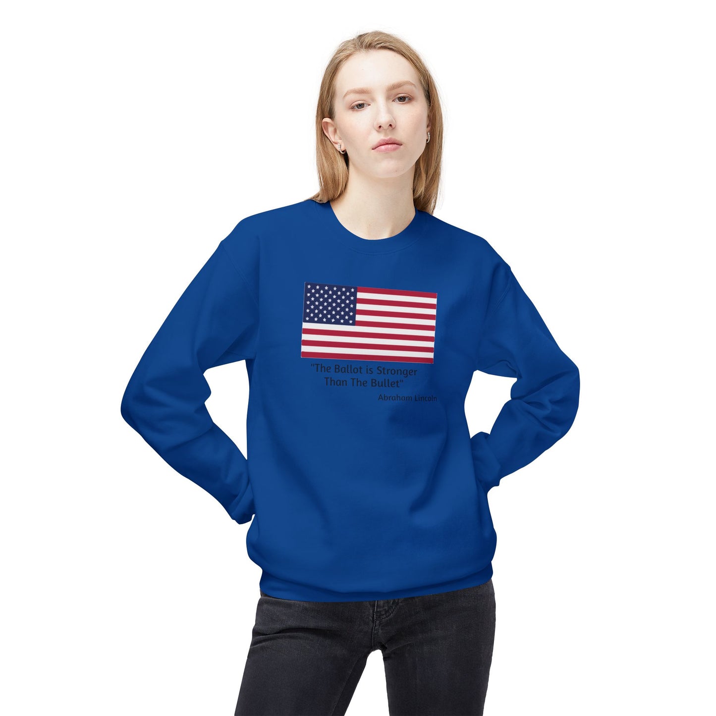 "The Ballot is Stronger Than The Bullet" Unisex Midweight Softstyle Fleece Crewneck Sweatshirt