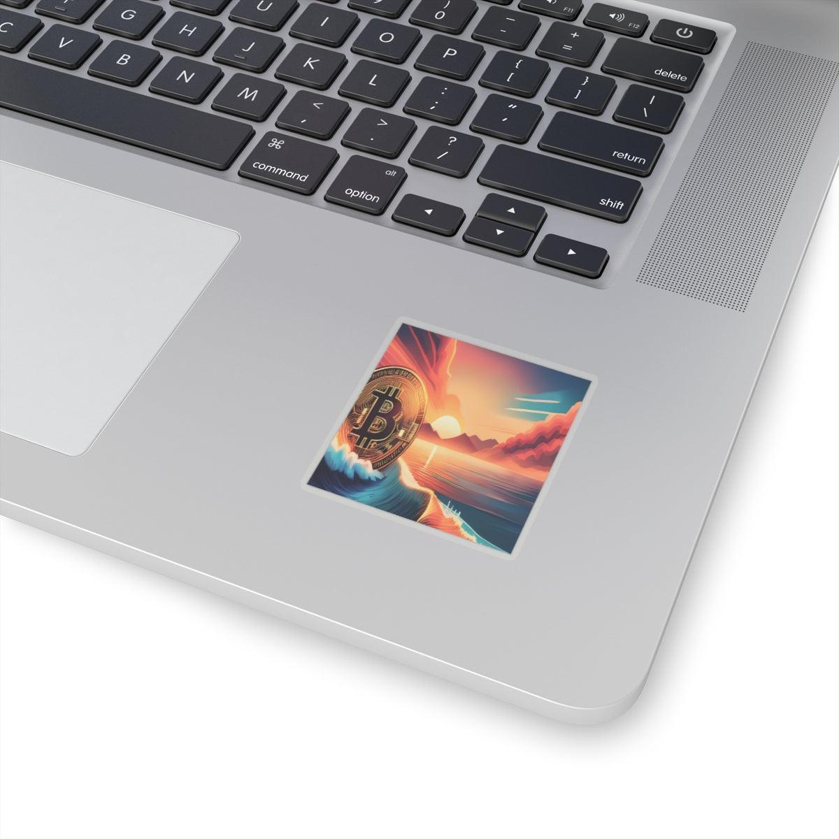Ride the Wave Bitcoin Kiss-Cut Stickers - Miniaday Designs, LLC.