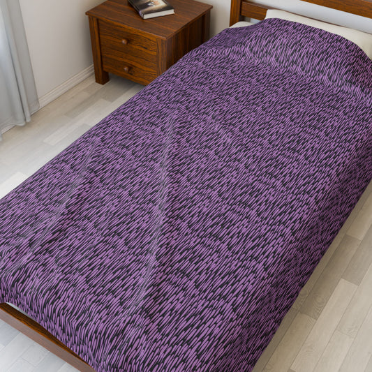 Purple and Black Honeycomb Velveteen Plush Blanket