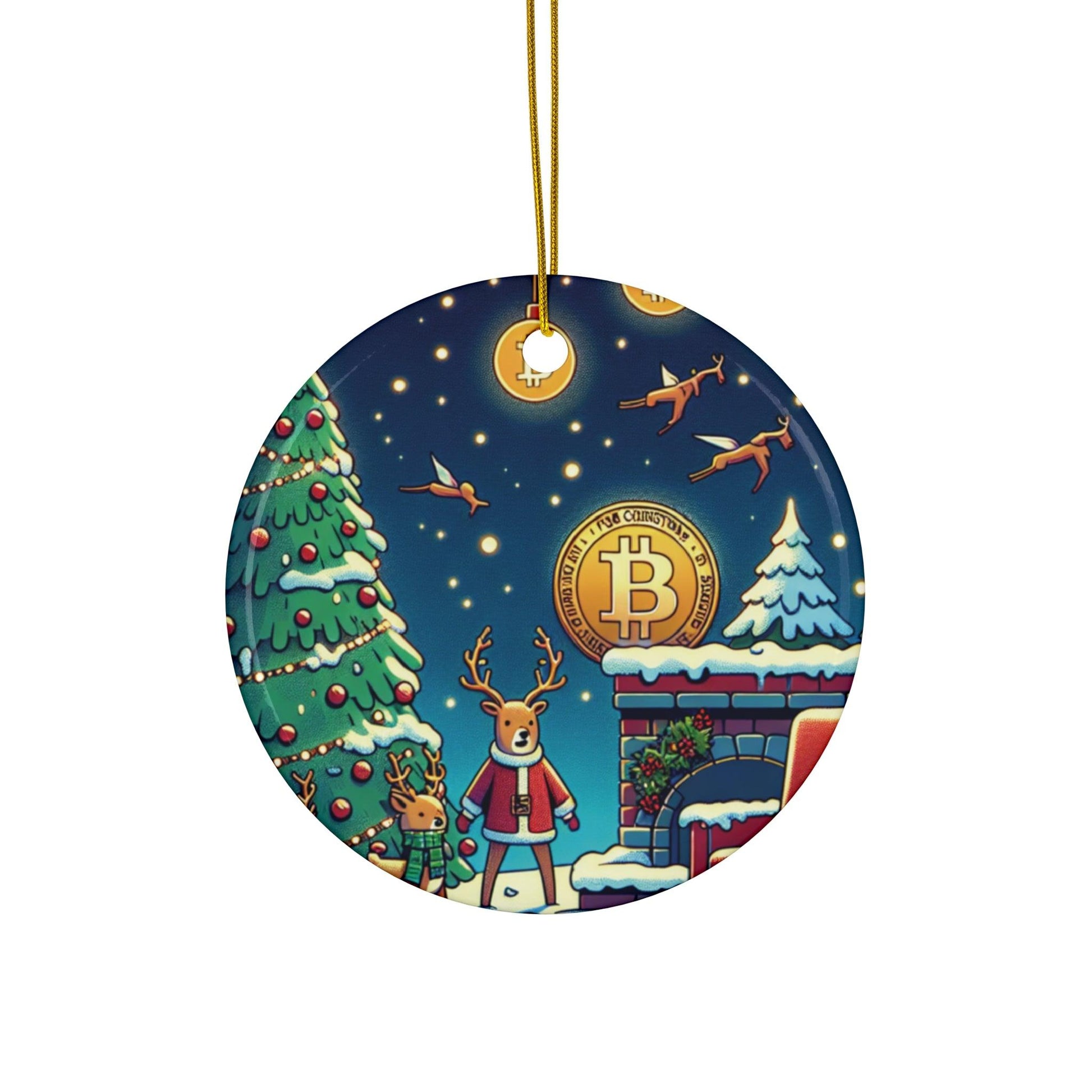 Bitcoin ChristmasCeramic Ornament, 4 Shapes - Miniaday Designs, LLC.