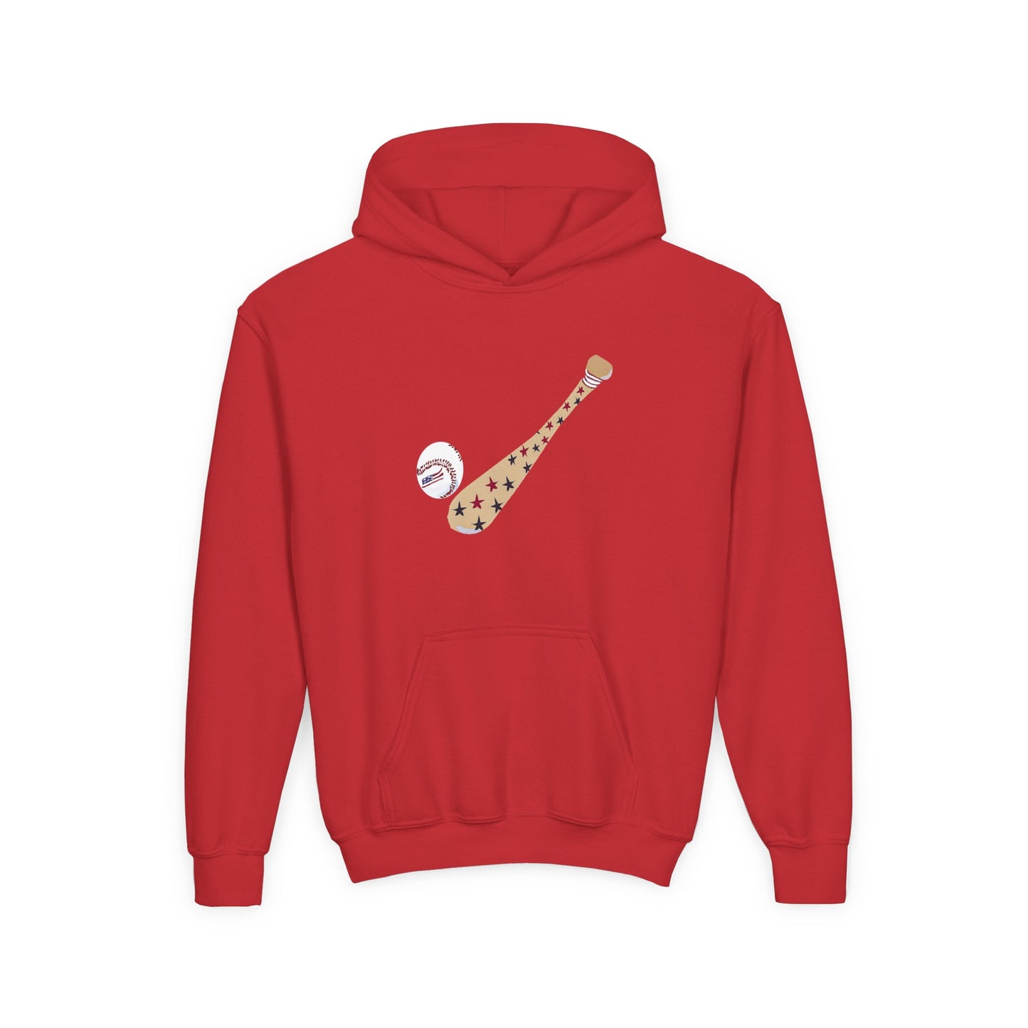Patriotic Baseball and Bat Youth Heavy Blend Hooded Sweatshirt