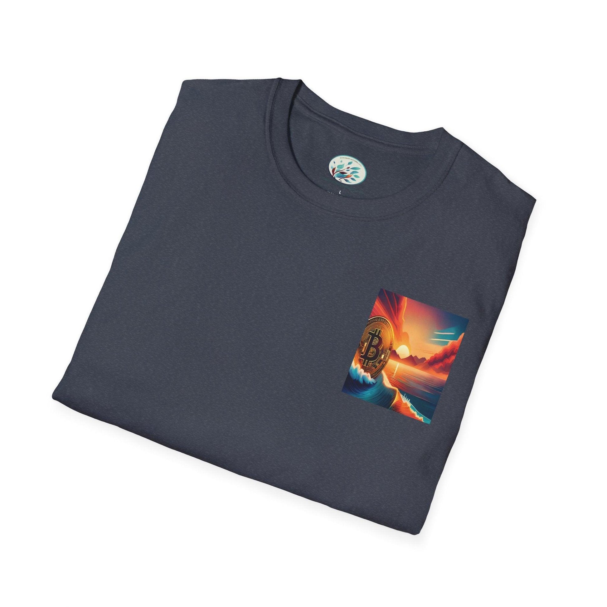 Ride the Wave Bitcoin Unisex Softstyle T-Shirt - Miniaday Designs, LLC.