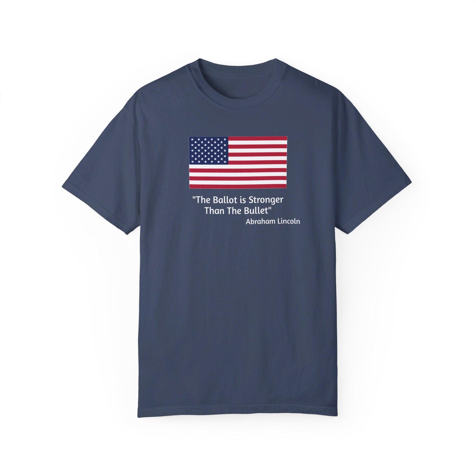 The Ballot is Stronger Than The Bullet Unisex Garment-Dyed T-shirt - Miniaday Designs, LLC.