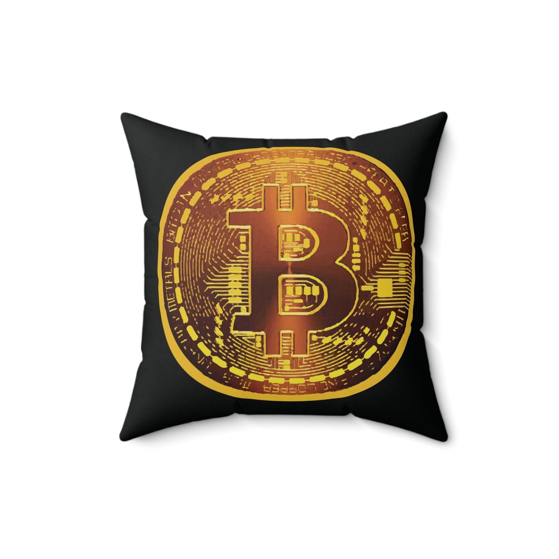 Bitcoin Spun Polyester Square Pillow - Miniaday Designs, LLC.