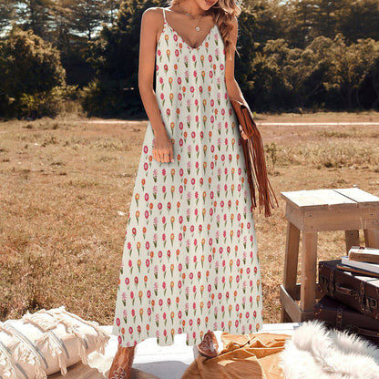 Miniaday Designs Desert Blossom Serenade" Spaghetti Strap Ankle-Length Dress Long Dress Soft Yellow - Miniaday Designs, LLC.