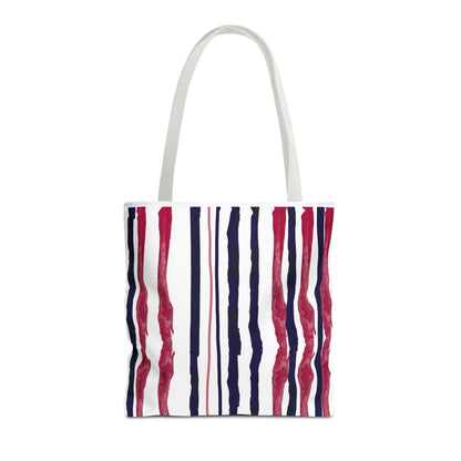 Patriotic Hand Drawn Red White and Blue StripesTote Bag (AOP)