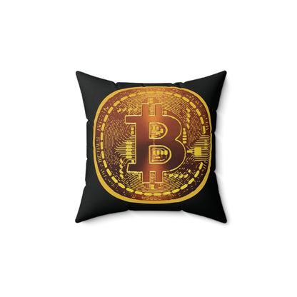 Bitcoin Spun Polyester Square Pillow - Miniaday Designs, LLC.