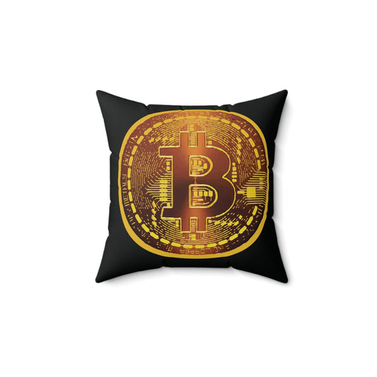 Bitcoin Spun Polyester Square Pillow - Miniaday Designs, LLC.