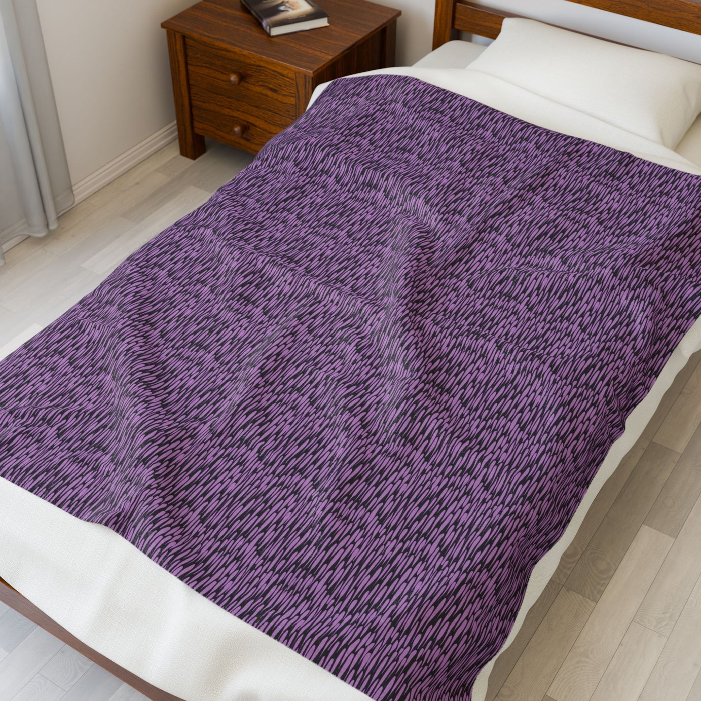 Purple and Black Honeycomb Velveteen Plush Blanket