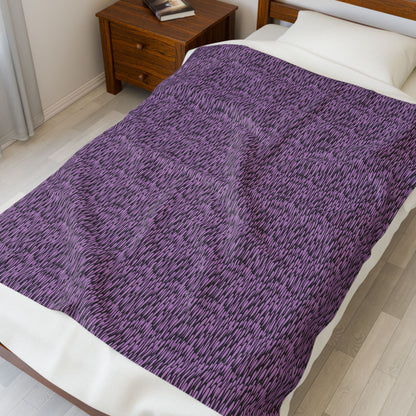 Purple and Black Honeycomb Velveteen Plush Blanket