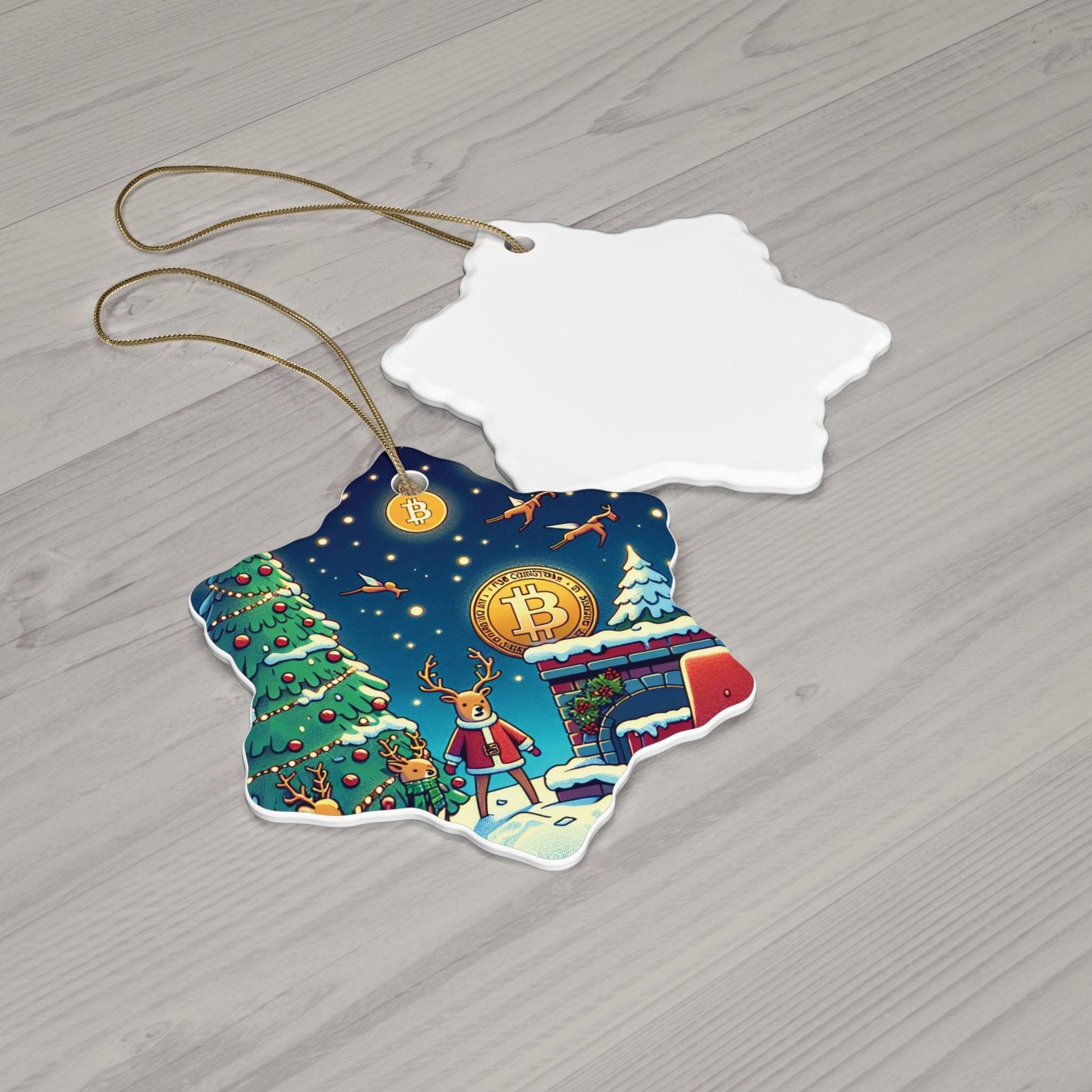 Bitcoin ChristmasCeramic Ornament, 4 Shapes - Miniaday Designs, LLC.
