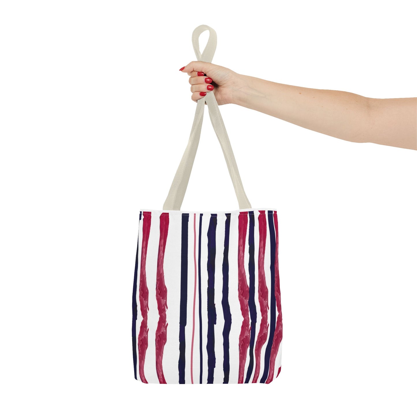 Patriotic Hand Drawn Red White and Blue StripesTote Bag (AOP)
