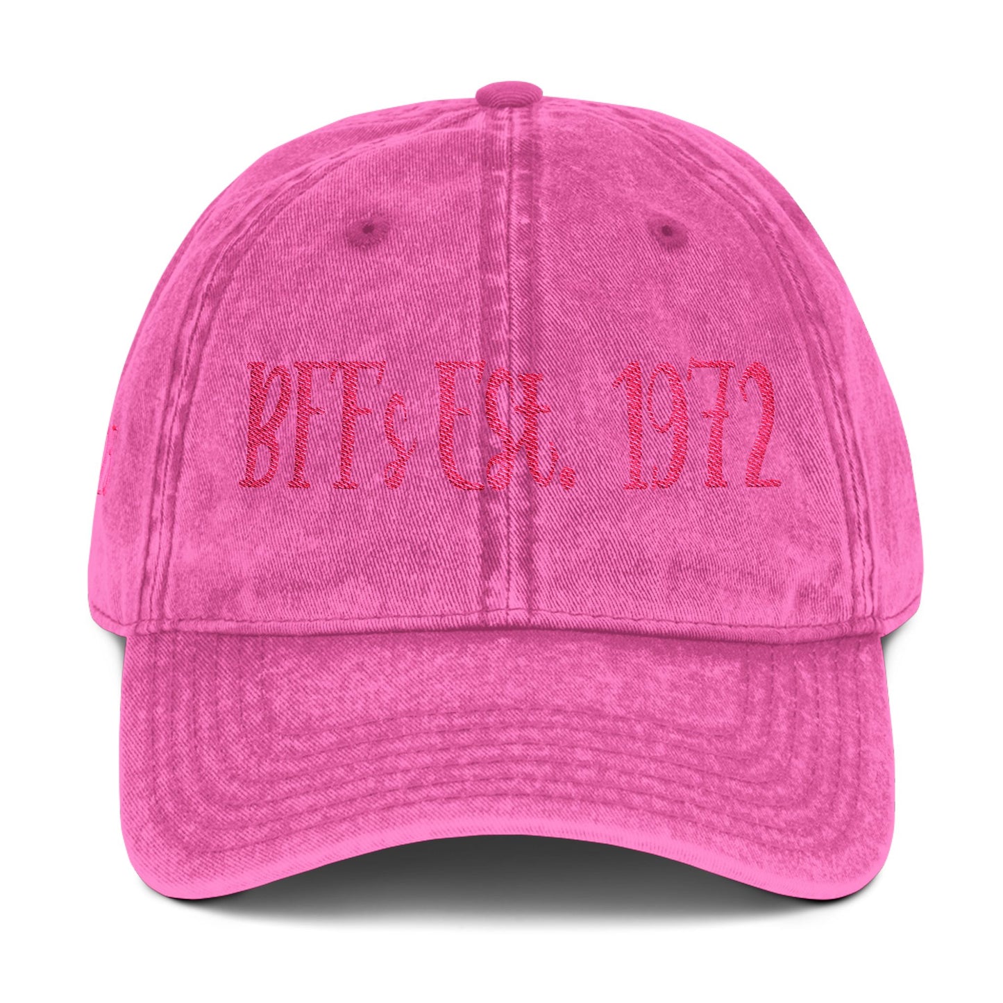 BFF's 5.5" x 1.92 "Length and Height Haystack Font Vintage Cap (Embroidery)