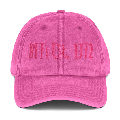 BFF's 5.5" x 1.92 "Length and Height Haystack Font Vintage Cap (Embroidery)