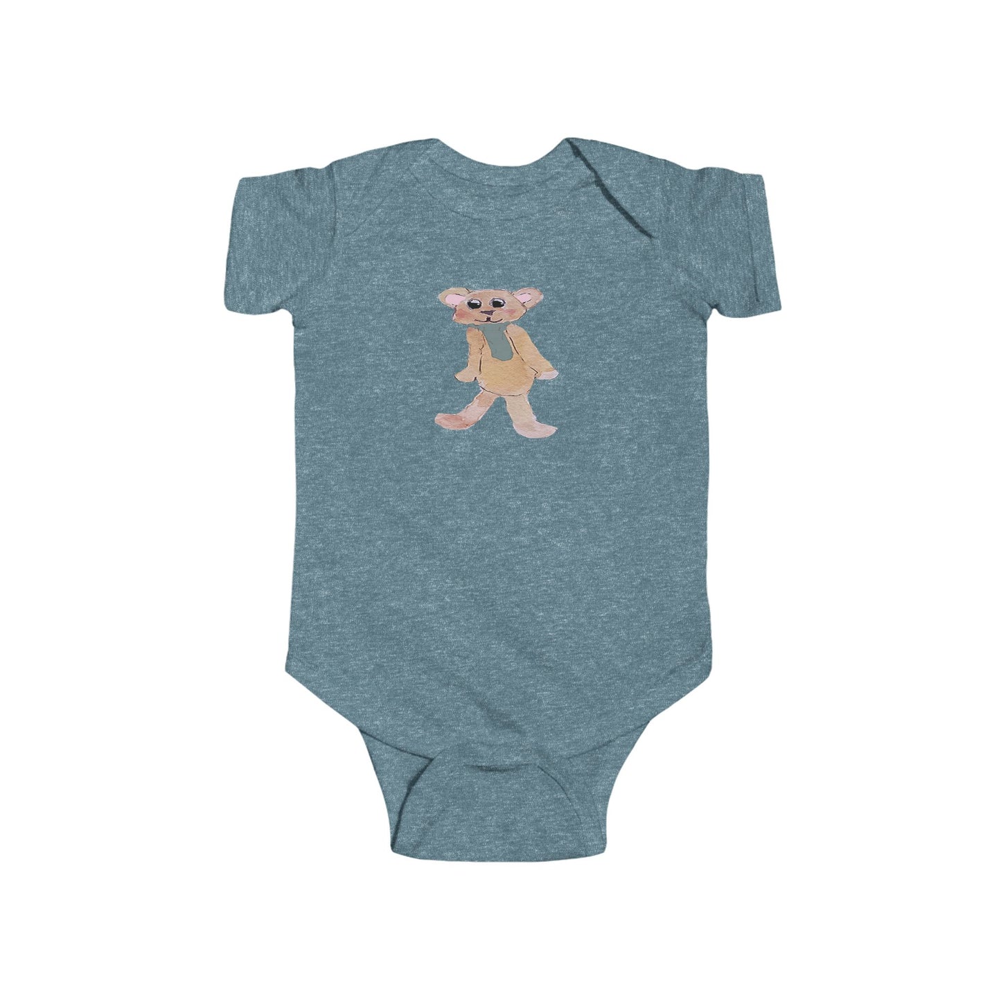 Teddy Bear with Green Tie Infant Fine Jersey Bodysuit