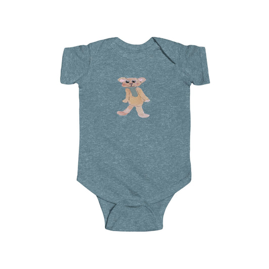 Teddy Bear with Green Tie Infant Fine Jersey Bodysuit