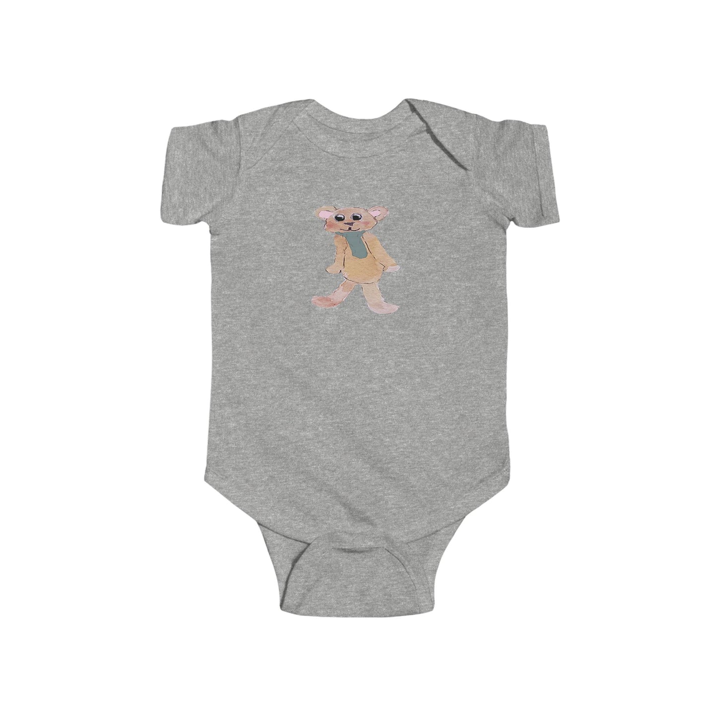 Teddy Bear with Green Tie Infant Fine Jersey Bodysuit