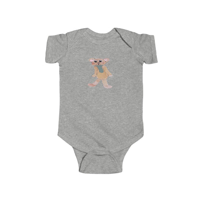Teddy Bear with Green Tie Infant Fine Jersey Bodysuit