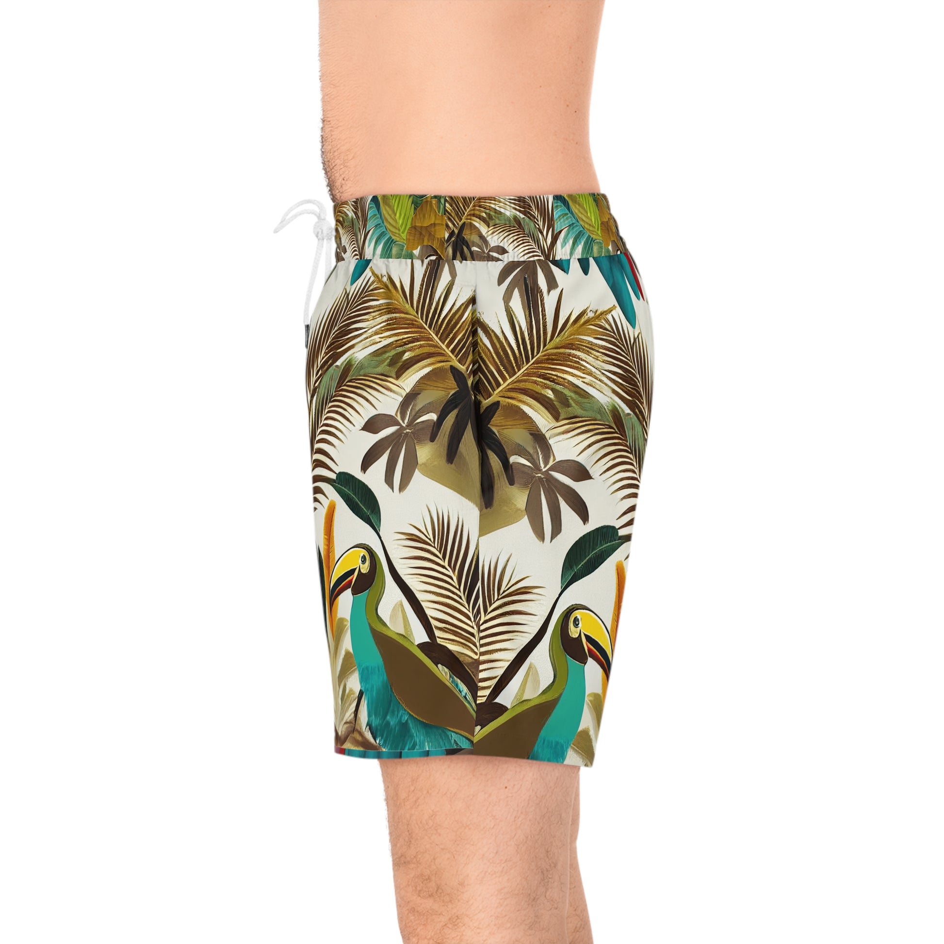 Miniaday Designs Men's Mid-Length Swim Shorts Tropical Toucan - Miniaday Designs, LLC.