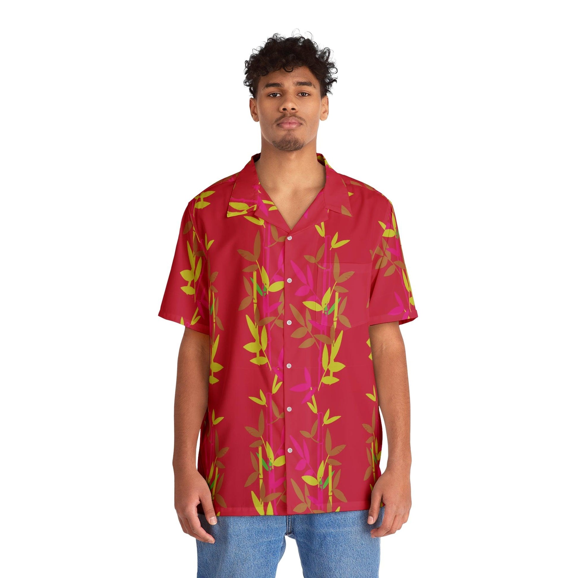 Miniaday Designs Red Bamboo Men's Hawaiian Shirt - Miniaday Designs, LLC.