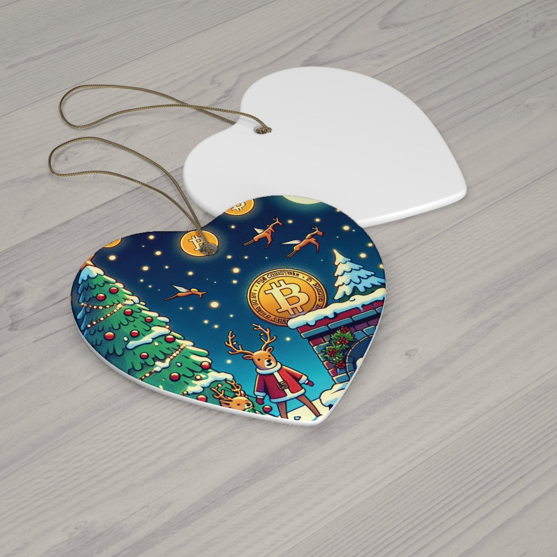 Bitcoin ChristmasCeramic Ornament, 4 Shapes - Miniaday Designs, LLC.