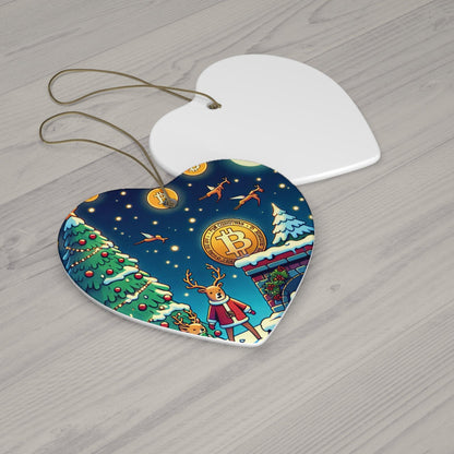 Bitcoin ChristmasCeramic Ornament, 4 Shapes - Miniaday Designs, LLC.