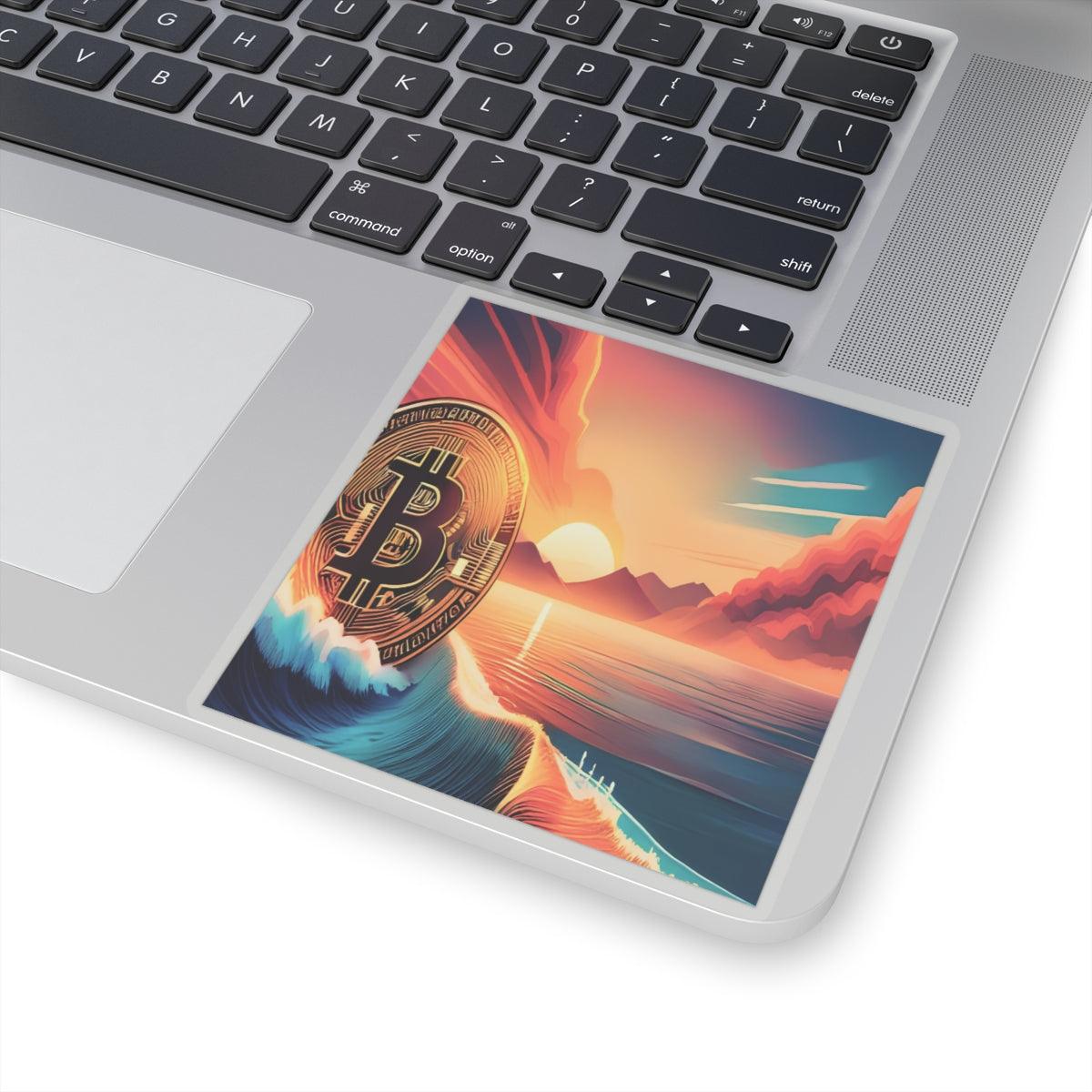 Ride the Wave Bitcoin Kiss-Cut Stickers - Miniaday Designs, LLC.