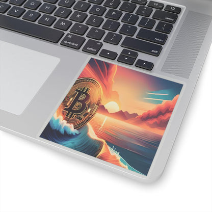 Ride the Wave Bitcoin Kiss-Cut Stickers - Miniaday Designs, LLC.