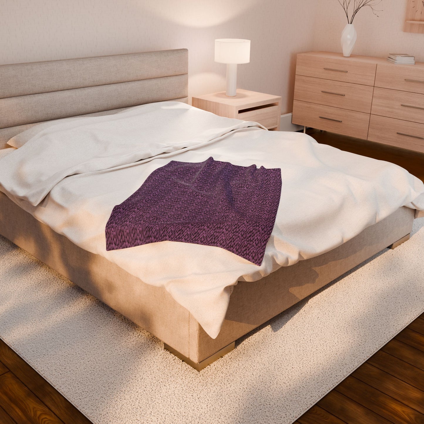 Purple and Black Honeycomb Velveteen Plush Blanket