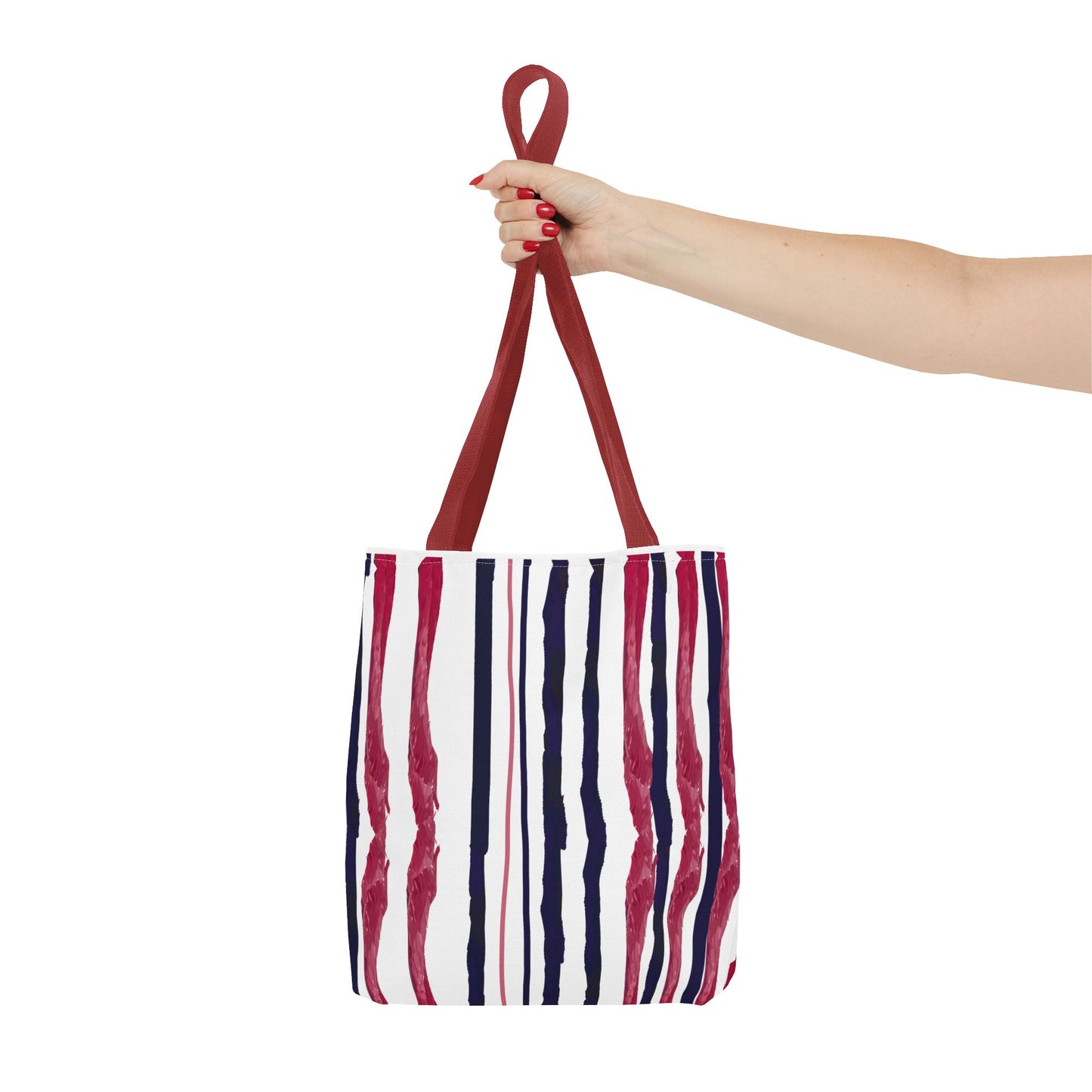 Patriotic Hand Drawn Red White and Blue StripesTote Bag (AOP)