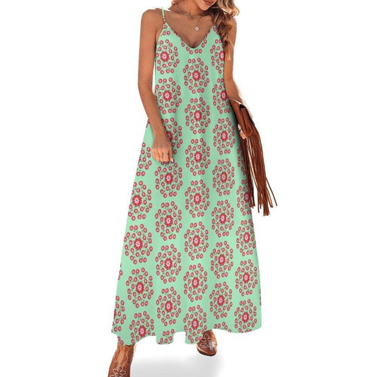 Miniaday Designs Bohemian Elegance Spaghetti Strap Ankle Length Dress Long Green - Miniaday Designs, LLC.