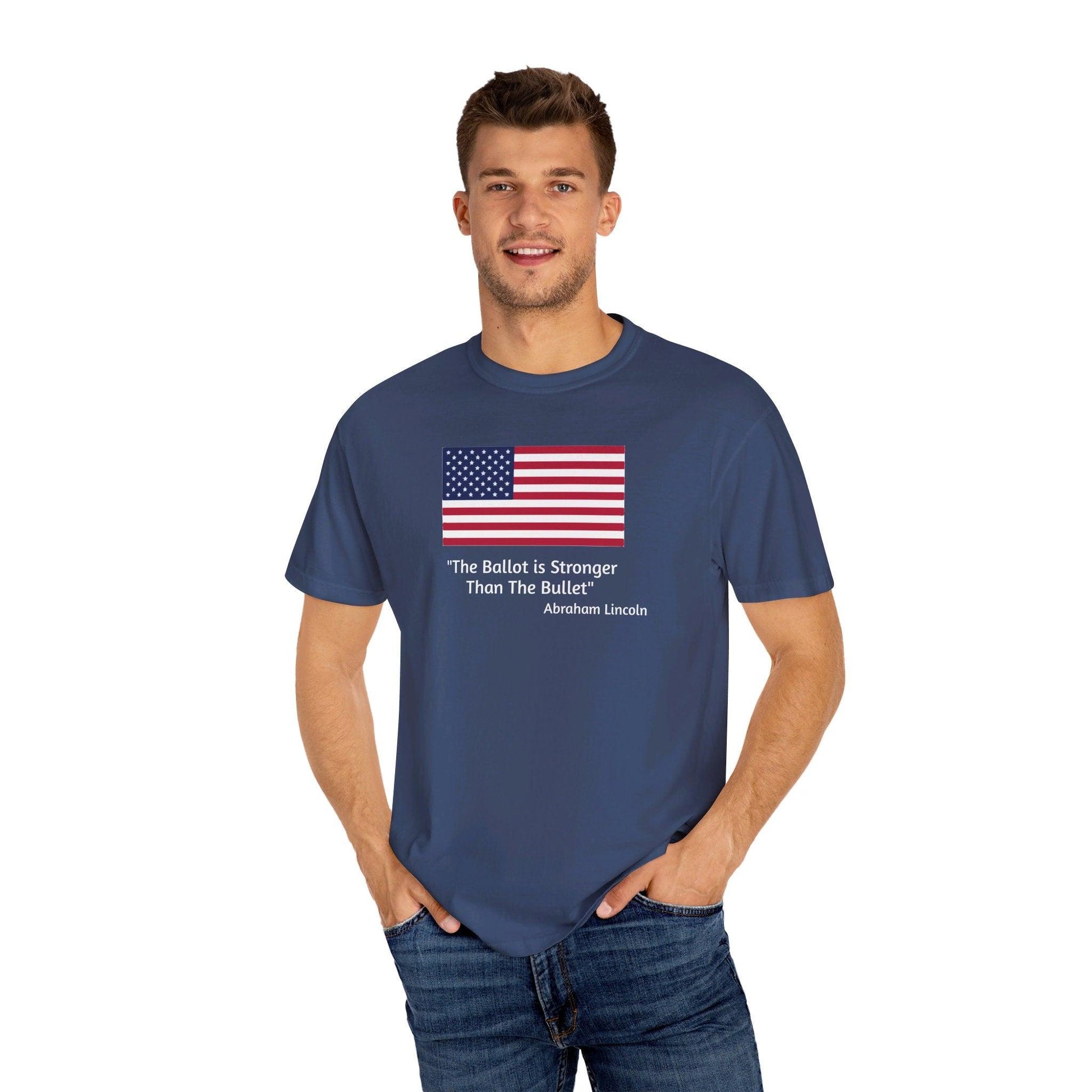 The Ballot is Stronger Than The Bullet Unisex Garment-Dyed T-shirt - Miniaday Designs, LLC.