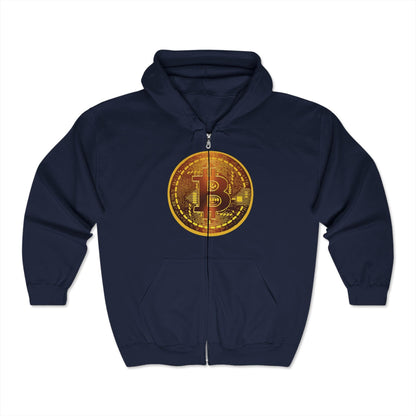 Riding the Wave- Bitcoin Unisex Heavy Blend™ Full Zip Hooded Sweatshirt - Miniaday Designs, LLC.