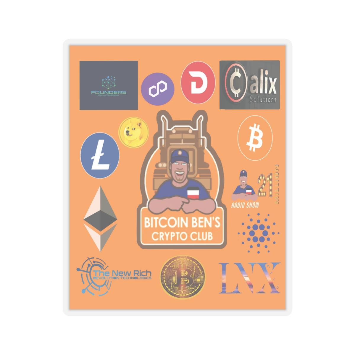 Bitcoin Ben and Cryptos Kiss-Cut Stickers - Miniaday Designs, LLC.
