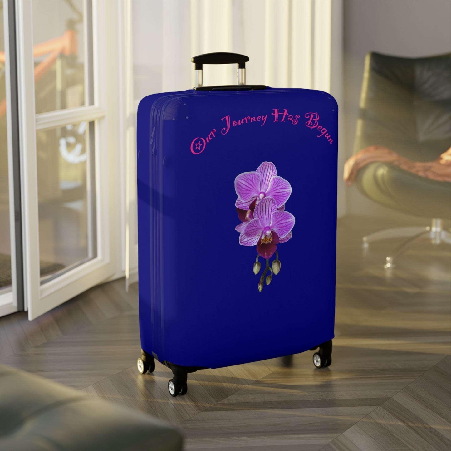Lavender Voyage Collection by Miniaday Designs, LLC. Luggage Cover - Miniaday Designs, LLC.