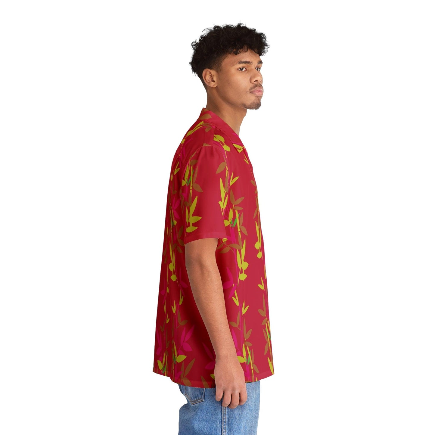 Miniaday Designs Red Bamboo Men's Hawaiian Shirt - Miniaday Designs, LLC.