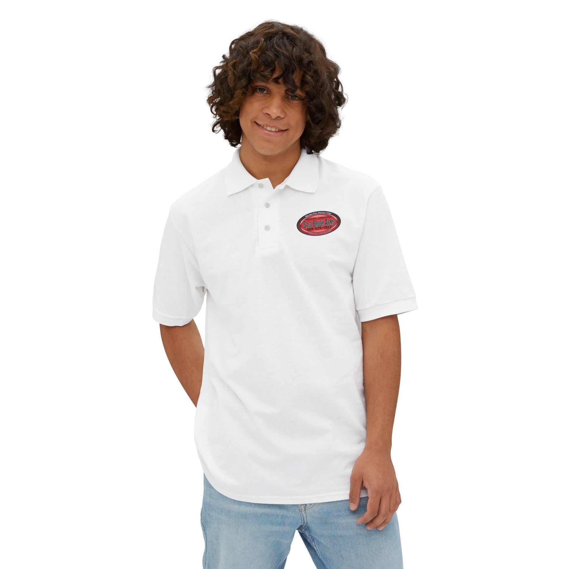 Sage Brush Arms Men's Piqué Polo - Miniaday Designs, LLC.