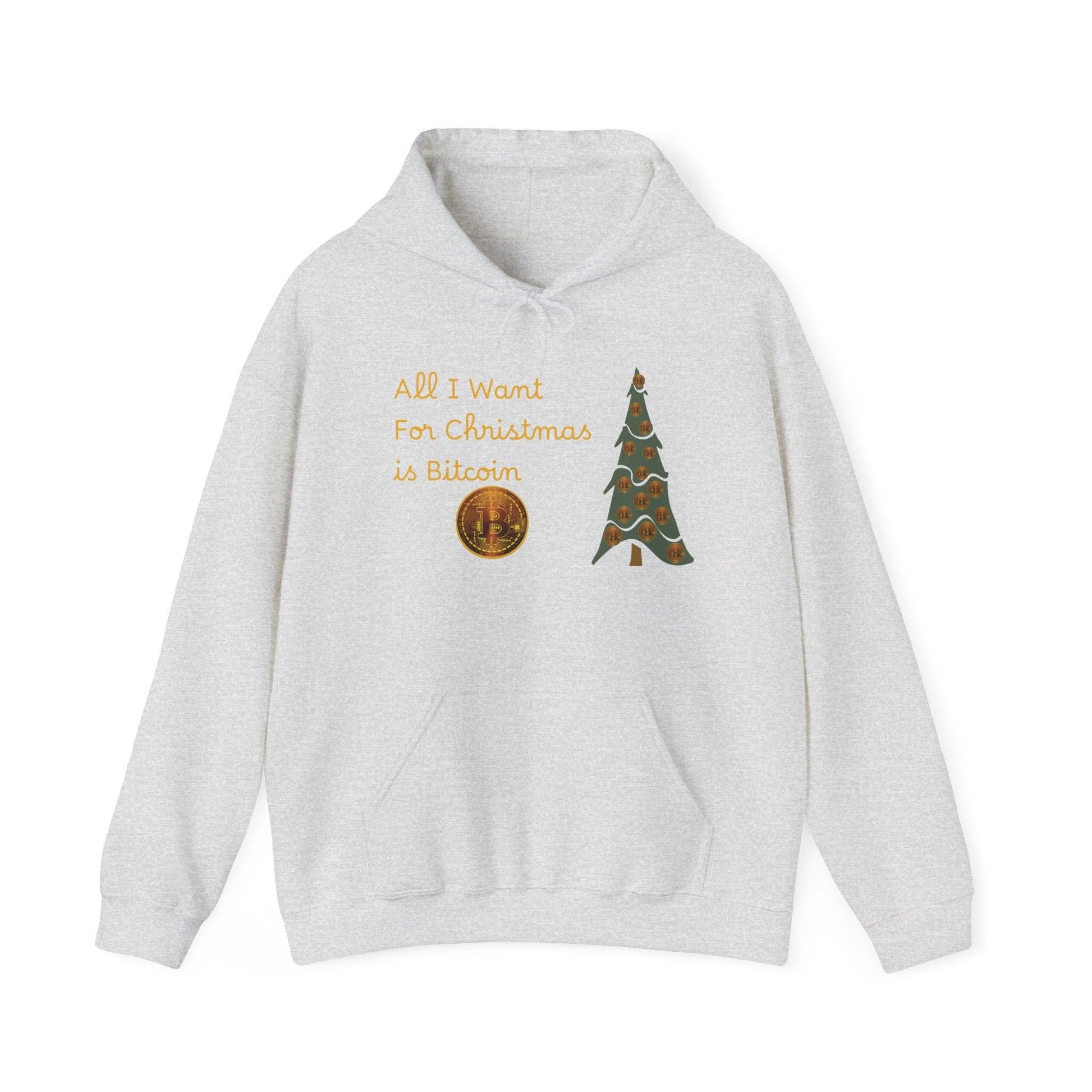 Golden All I Want for Christmas is Bitcoin and Bitcoin Crypto TreeUnisex Heavy Blend™ Hooded Sweatshirt - Miniaday Designs, LLC.