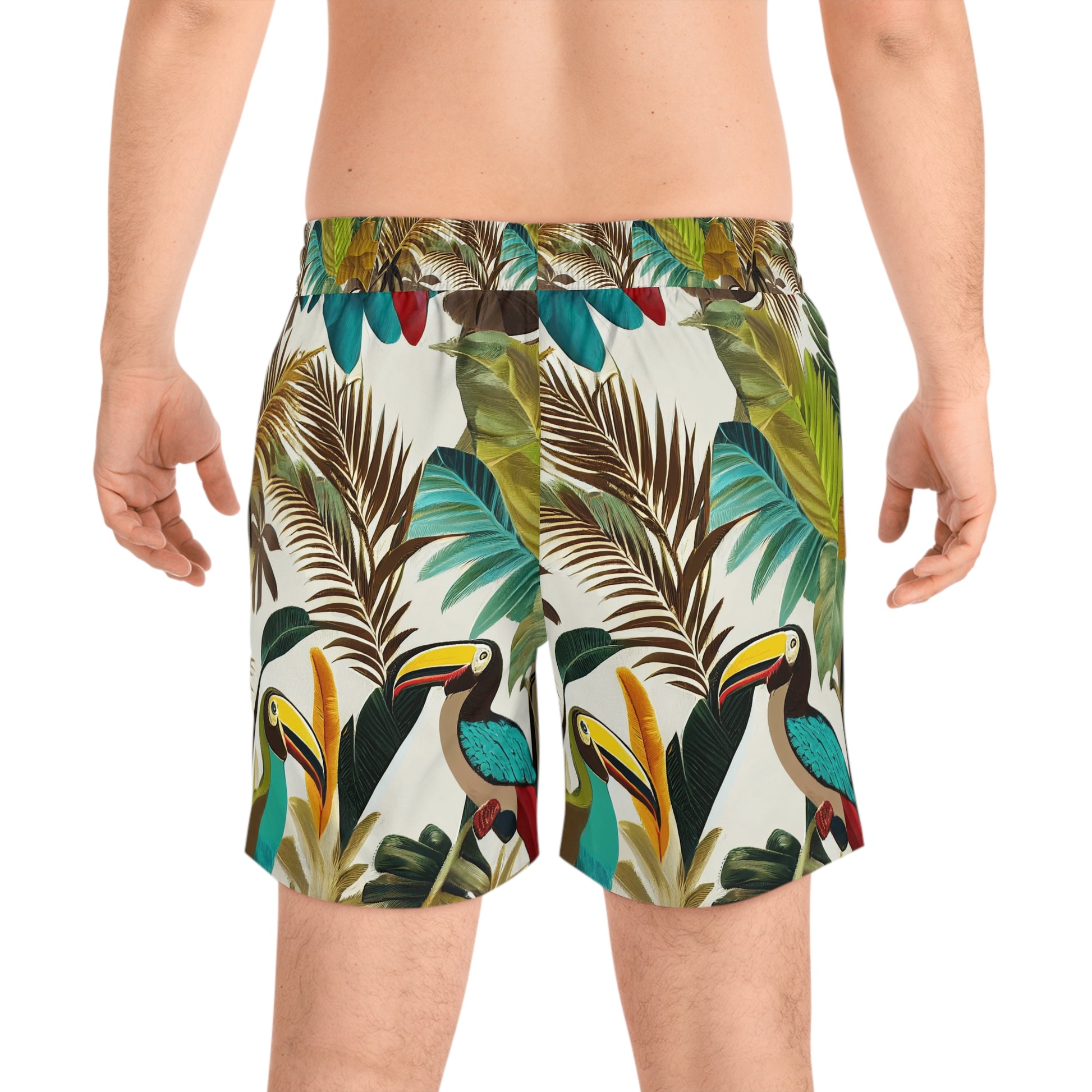 Miniaday Designs Men's Mid-Length Swim Shorts Tropical Toucan - Miniaday Designs, LLC.