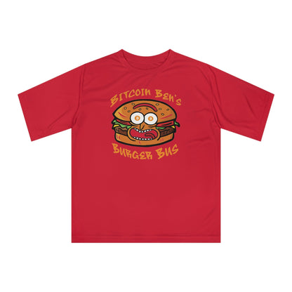 Miniaday Designs Bitcoin Ben Burger Bus Athletic Fit Unisex Zone Performance T-shirt - Miniaday Designs, LLC.