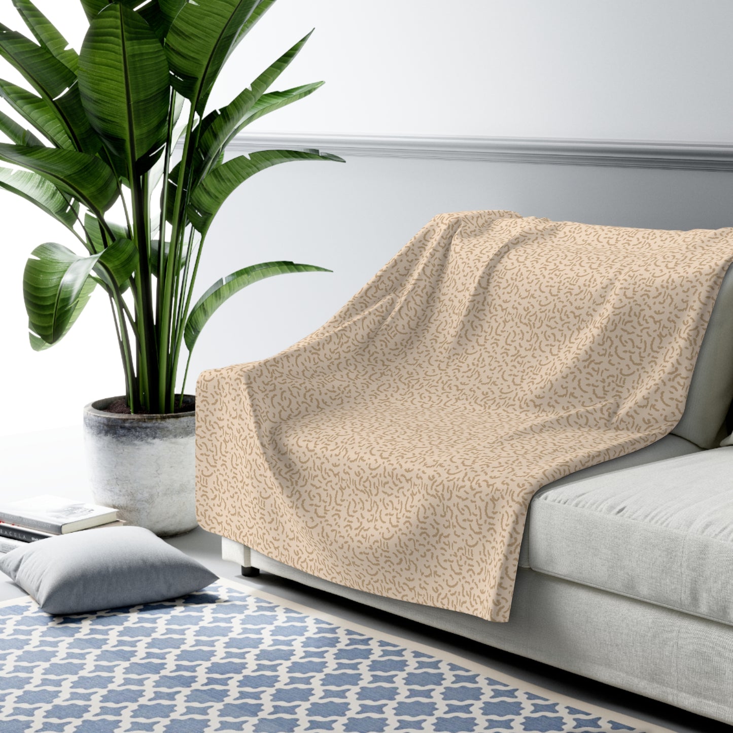 Animal Print Cream and Brown Sherpa Fleece Blanket