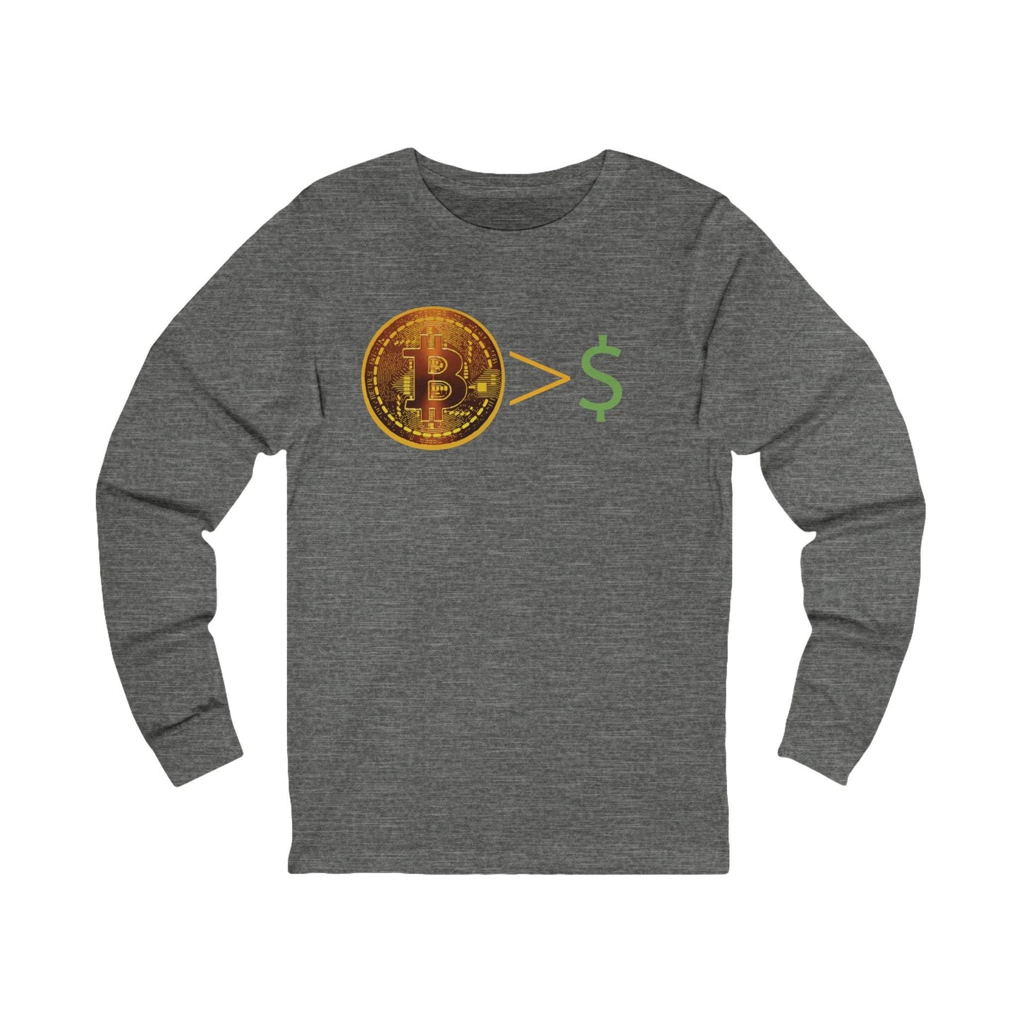 Bitcoin > $ Unisex Jersey Long Sleeve Tee - Miniaday Designs, LLC.