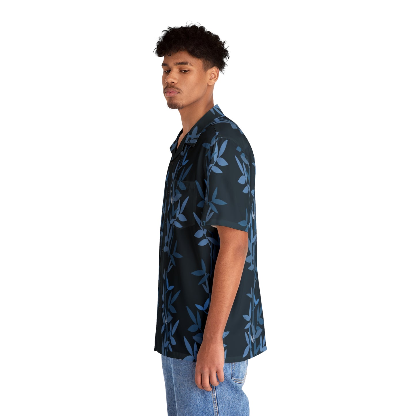 Miniaday Designs Camisa hawaiana para hombre de bambú azul oscuro