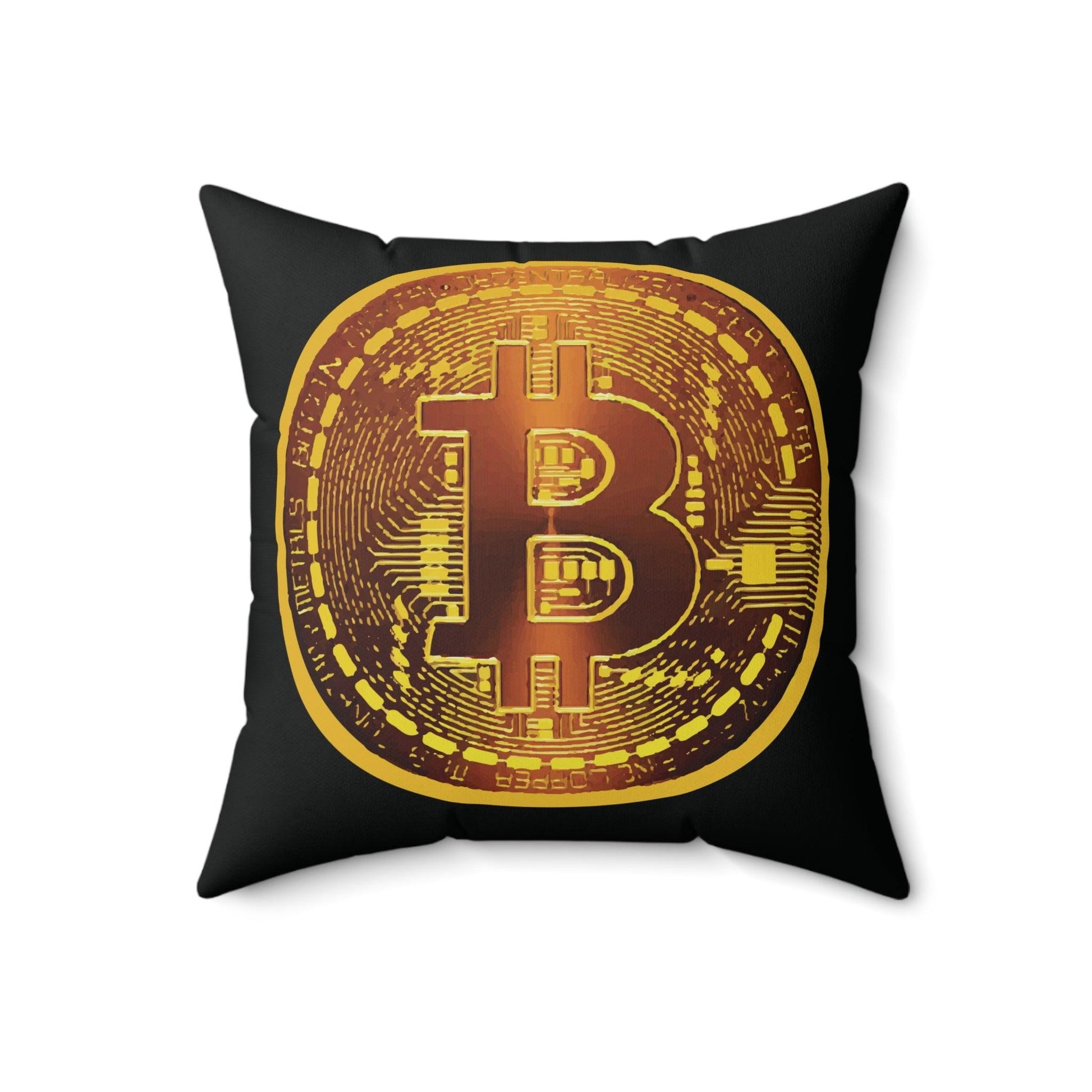 Bitcoin Spun Polyester Square Pillow - Miniaday Designs, LLC.