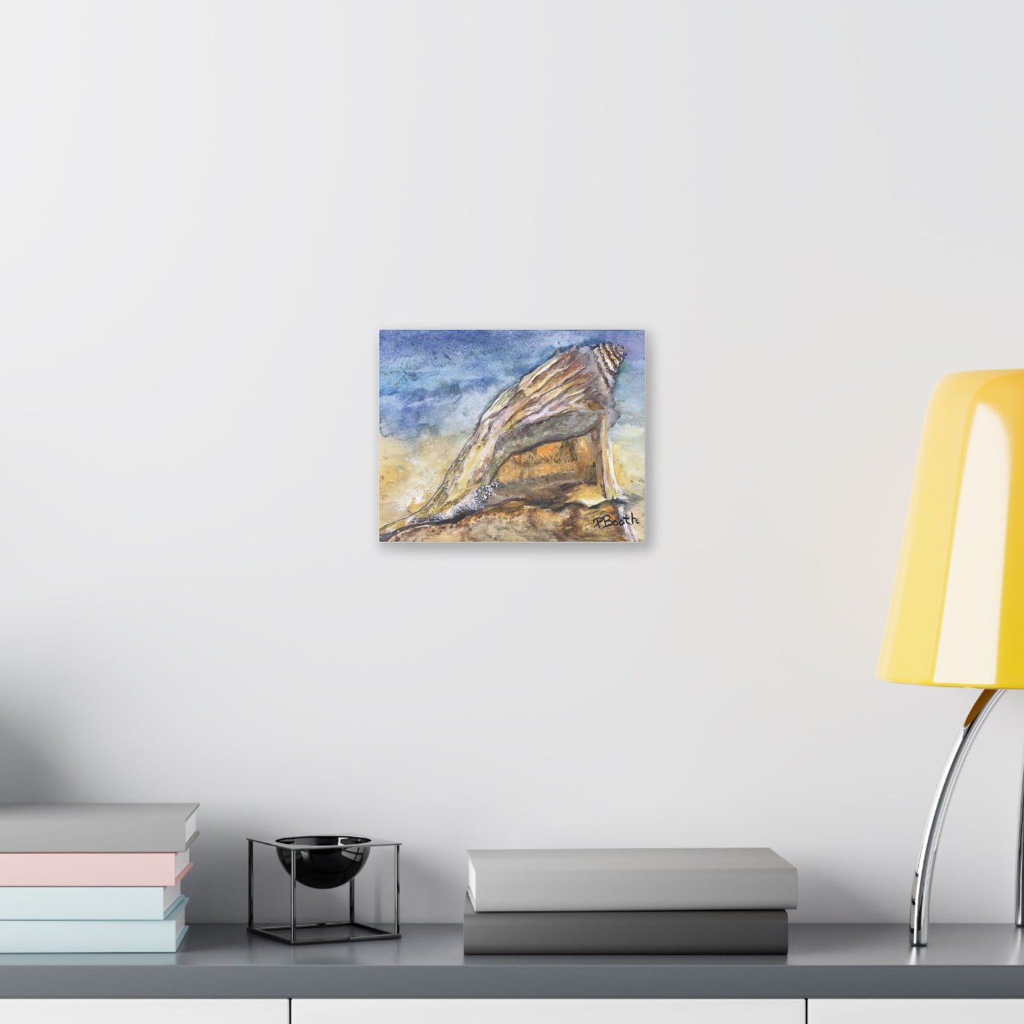 Original Signed Watercolor Conch Shell Classic Stretched Canvas