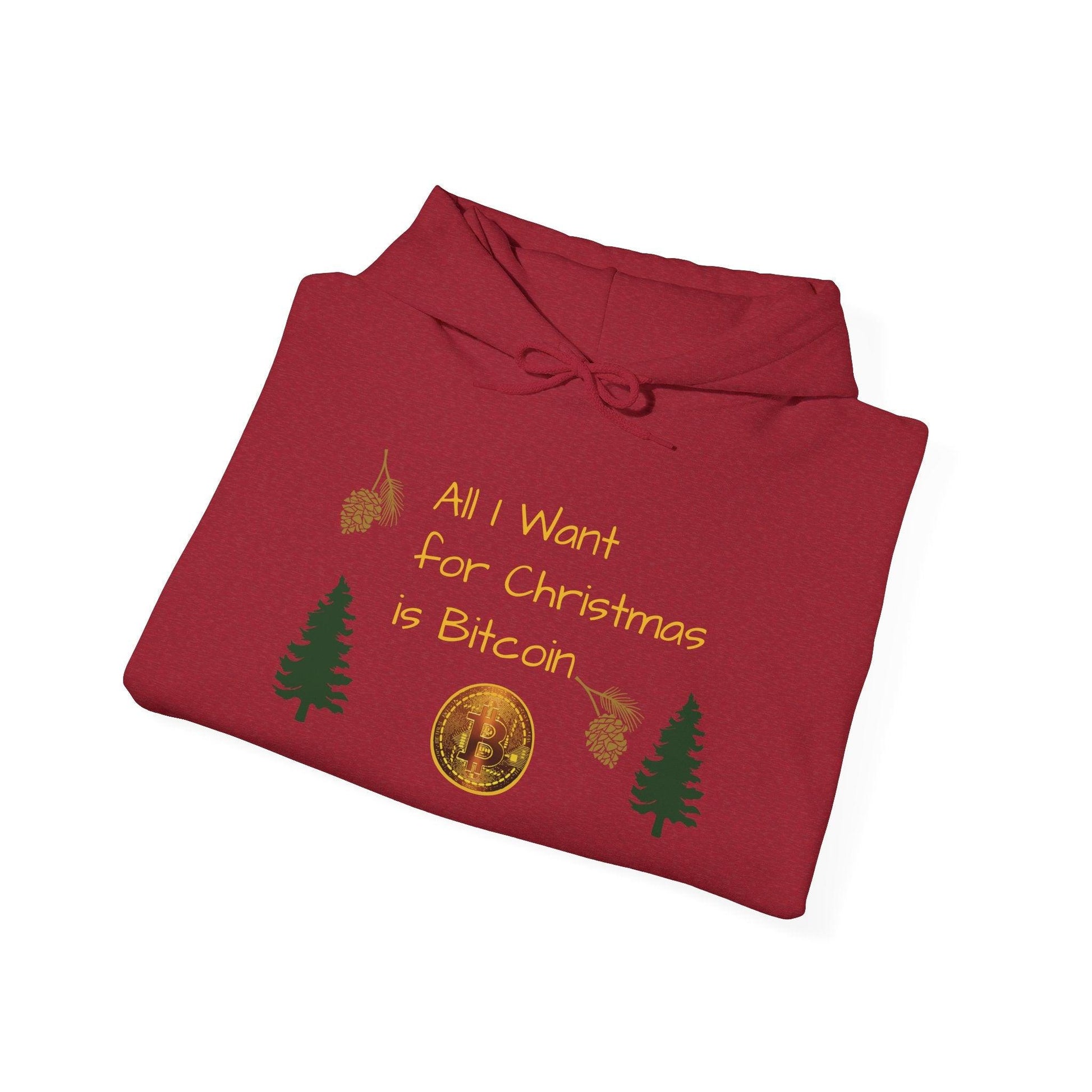 All I Want For Chirstmas is Bitcoin Trees Unisex Heavy Blend™ Hooded Sweatshirt - Miniaday Designs, LLC.