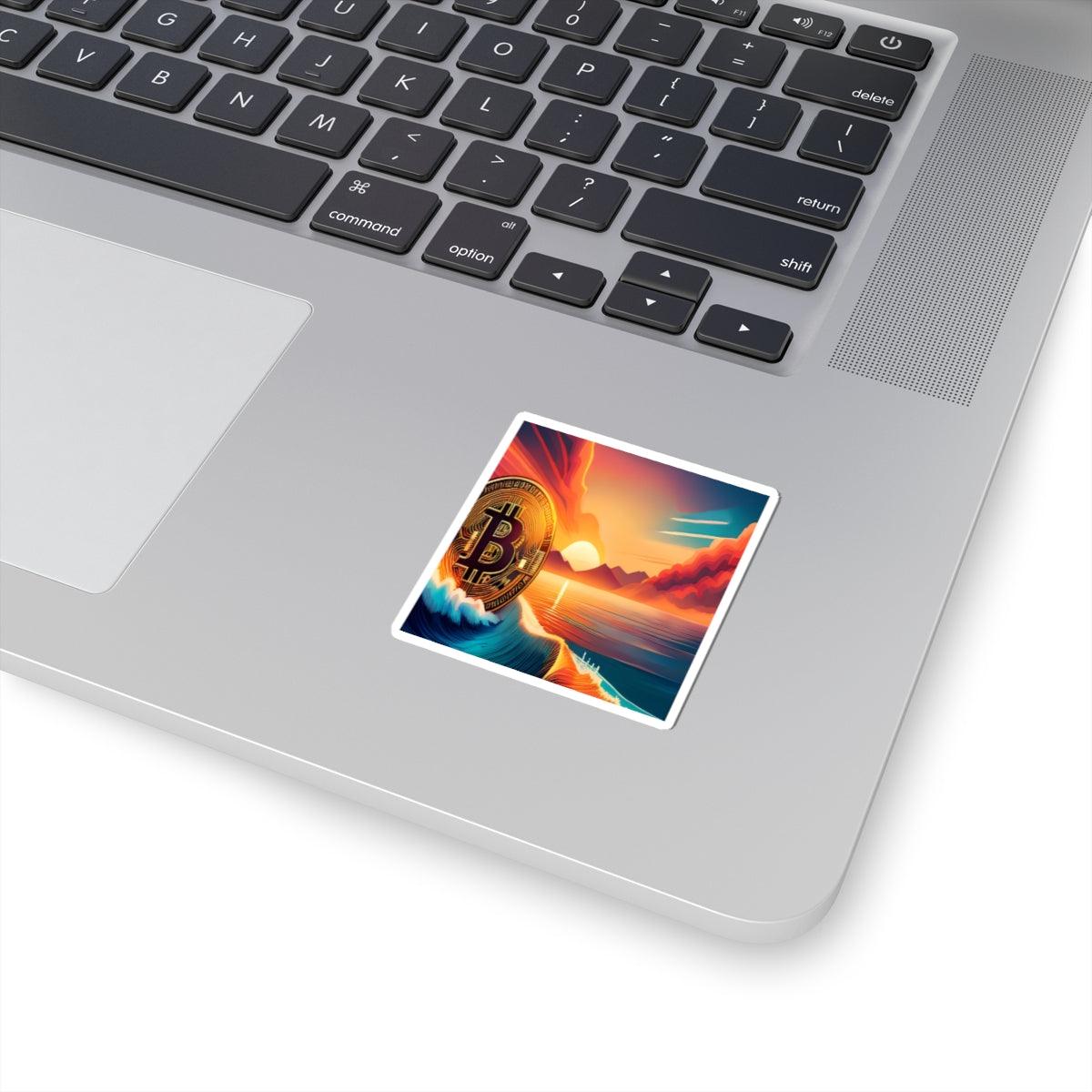 Ride the Wave Bitcoin Kiss-Cut Stickers - Miniaday Designs, LLC.