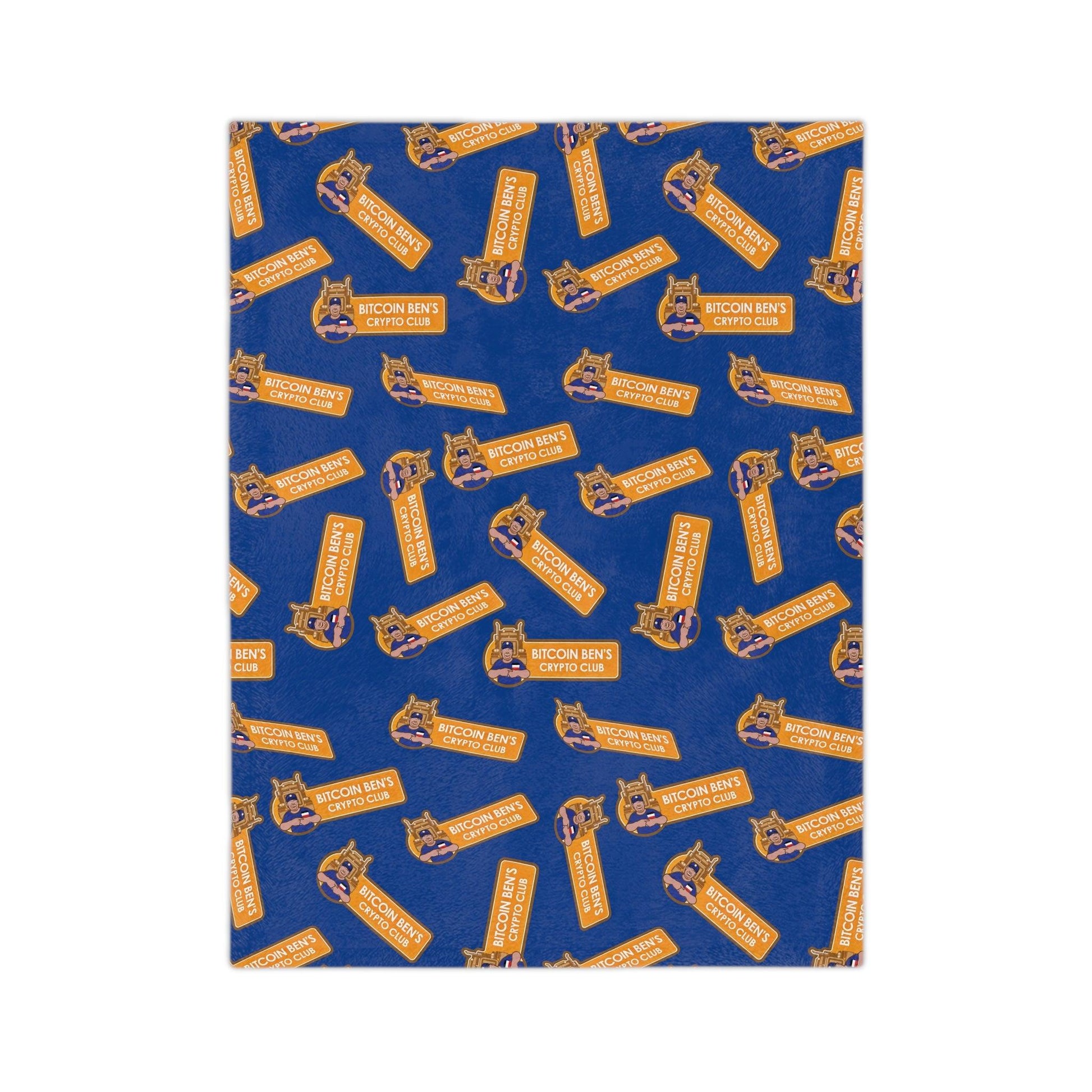 Miniaday Designs Bitcoin Ben Crypto Club Logo Velveteen Minky Blanket Blue - Miniaday Designs, LLC.
