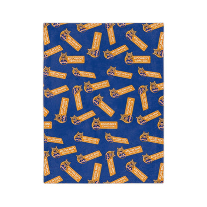 Miniaday Designs Bitcoin Ben Crypto Club Logo Velveteen Minky Blanket Blue - Miniaday Designs, LLC.